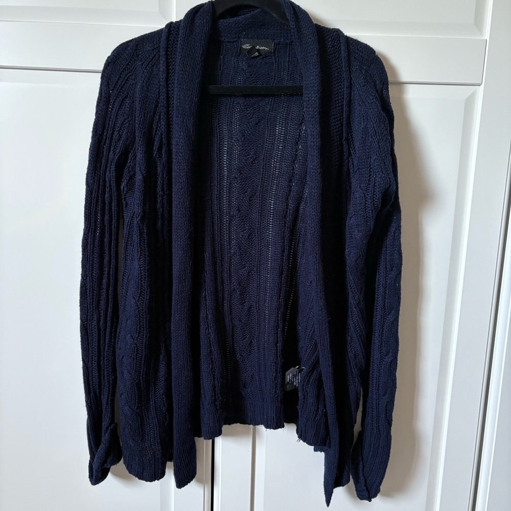 Navy Blue Cable Knit Cardigan